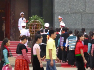 Delivering flowers for Ho Chi Minh